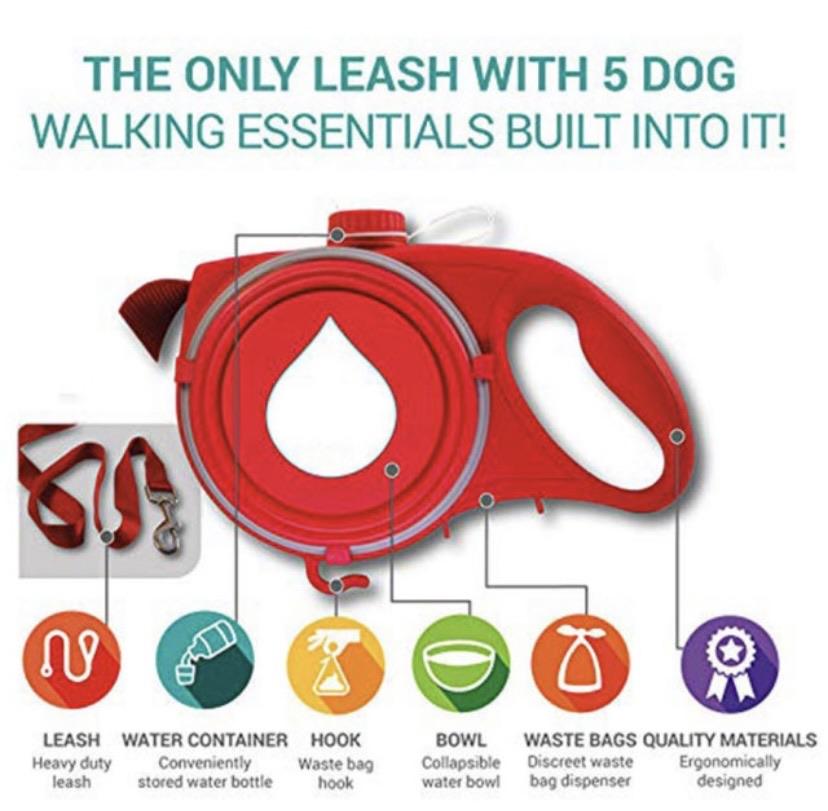 AquaLeash-Leash with Built-in Water Bottle