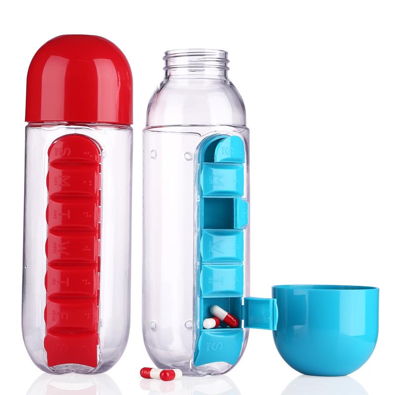 Sport Water Bottle with Pill Box