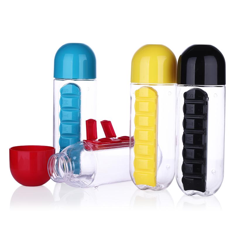 Sport Water Bottle with Pill Box