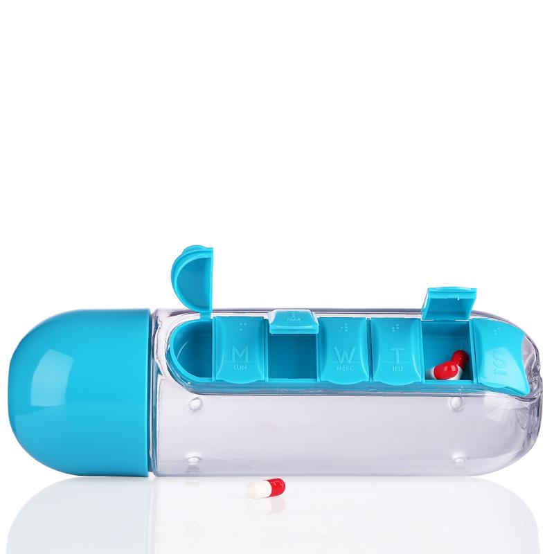 Sport Water Bottle with Pill Box