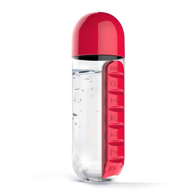 Sport Water Bottle with Pill Box