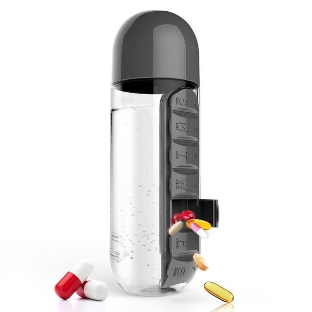 Sport Water Bottle with Pill Box