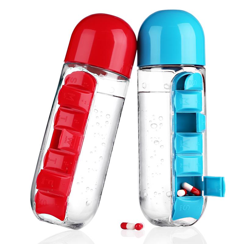 Sport Water Bottle with Pill Box